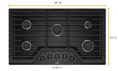 36" Whirlpool Gas Cooktop With EZ-2-Lift Hinged Cast-Iron Grates - WCG55US6HB