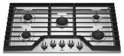 36" Whirlpool Gas Cooktop With EZ-2-Lift Hinged Cast-Iron Grates - WCG55US6HS