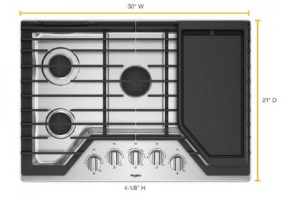 30" Whirlpool Gas Cooktop in Stainless Steel With 5 Burners  - WCG97US0HS