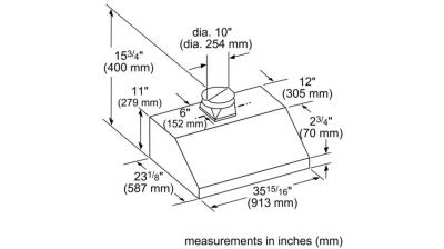 36" Thermador Low-Profile Wall Hood, 600 CFM - HMWB36WS