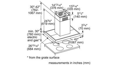 42" Thermador Masterpiece  Box Island Hood, 600 CFM - HMIB42WS