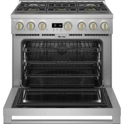 36" Monogram 5.75 Cu. Ft.  Dual-Fuel Professional Range With 6 Burners - ZDP366NTSS