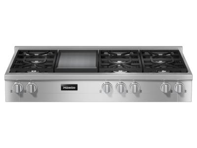 48" Miele Range Top with 6 Burners and Griddle - KMR 1356-3LP GD EDST/CLST
