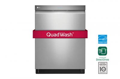 24" LG Top Control Dishwasher with QuadWash and Height Adjustable 3rd Rack - LDP6797ST