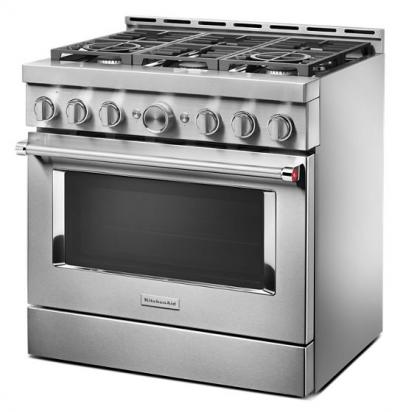 36" Kitchen Aid 5.1 Cu. Ft. Smart Commercial-Style Gas Range With 6 Burners - KFGC506JSS