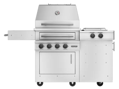73" Kalamazoo Freestanding Hybrid Fire Grill with Side Burner - K500HS