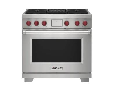 36" Wolf 6.3 Cu. Ft. Dual Fuel Range with 4 Burners and Infrared Charbroiler - DF36450C/S/P