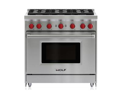 36" Wolf  Gas Range With 6 Burners -GR366-LP