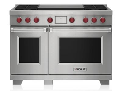 48" Wolf Dual Fuel Range with 4 Burners and Infrared Dual Griddle - DF48450DG/S/P/LP