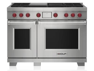 48" Wolf Dual Fuel Range with 4 Burners Infrared Charbroiler and Infrared Griddle - DF48450CG/S/P