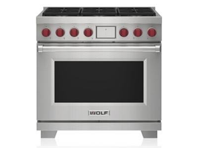 36" Wolf 6.3 Cu. Ft. Dual Fuel Range with 6 Burners - DF36650/S/P
