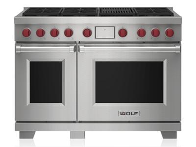 48" Wolf 7.8 Cu. Ft. Dual Fuel Range with 6 Burners and Infrared Charbroiler - DF48650C/S/P/LP
