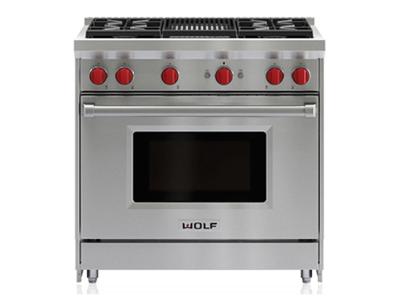  36"  Wolf Gas Range - 4 Burners and Infrared Charbroiler  - GR364C