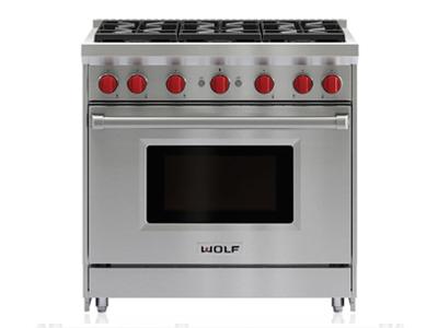 36" Wolf  Gas Range With 6 Burners - GR366