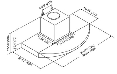 36" Kobe Under Cabinet Ducted Hood - RA3836SQB-1