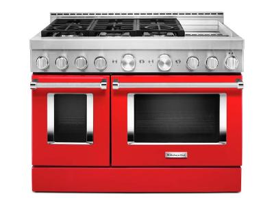 48" KithenAid 6.3 Cu. Ft. Smart Commercial-Style Gas Range With Griddle - KFGC558JPA