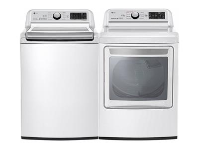 27" LG 5.8 Cu. Ft. Top Load Washer With TurboWash And 7.3 Cu. Ft. Electric Dryer with TurboSteam - WT7300CW-DLEX7250W