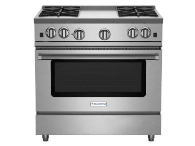 36" Blue Star RNB Series Natural Gas Range with 12" Griddle in Stainless Steel and Plated Trim - RNB364GV2PLT