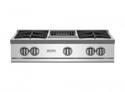 36" Blue Star RGTNB Series Gas Rangetop with 12 Charbroiler in Natural Gas - RGTNB364CBV2PLT