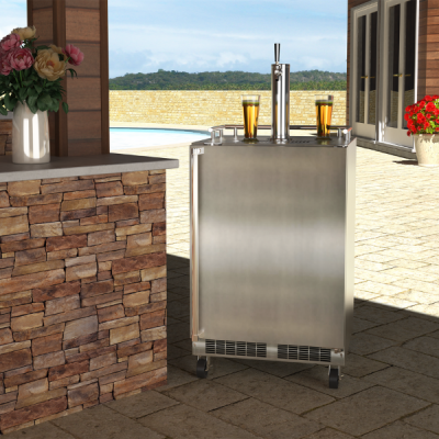 24" Marvel Outdoor 5.7 Cu. Ft. Mobile Dispenser for Beer Wine or Draft Beverages - MOKR224-SS31A