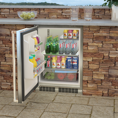 24" Marvel Outdoor 5.1 Cu. Ft. Built-in Refrigerator With Door Storage and Maxstore Bin - MORE224-SS51A