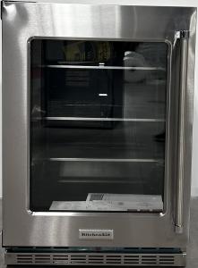 24" KitchenAid Undercounter Refrigerator with Glass Door and Shelves with Metallic Accents - KURL314KSS