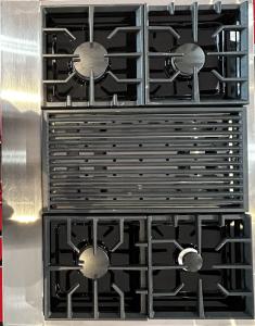 36" KitchenAid 4-Burner with Grill Gas Rangetop Commercial-Style - KGCU462VSS