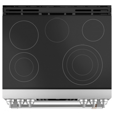 30" Café Slide-In Front Control Radiant Double Oven Range - CCES750P2MS1