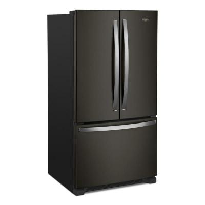 36" Whirlpool French Door Bottom Mount Refrigerator in FingerPrint Resistant Black Stainless Steel - WRFF3236RV