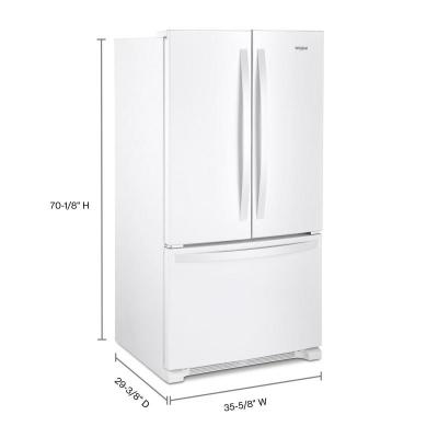 36" Whirlpool French Door Bottom Mount Full Depth Refrigerator in White - WRFF3036RW