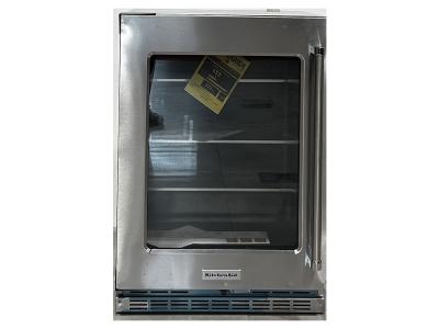 24" KitchenAid Undercounter Refrigerator with Glass Door and Shelves with Metallic Accents - KURL314KSS