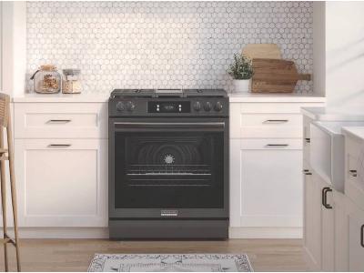 30" Frigidaire Gallery Gas Range with Air Fry in Black Stainless Steel - GCFG3060BD