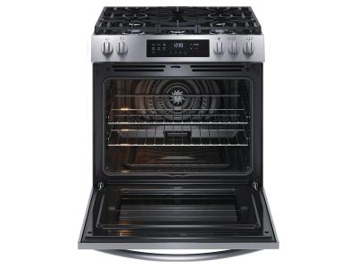 30" Frigidaire Front Control Freestanding Gas Range in Stainless Steel - FCFG3083AS