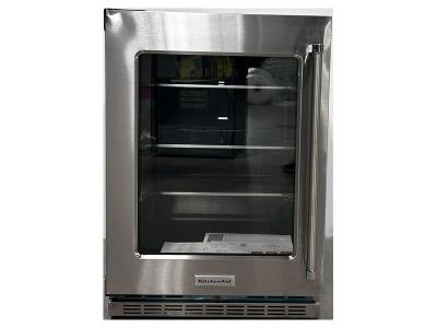 24" KitchenAid Undercounter Refrigerator with Glass Door and Shelves with Metallic Accents - KURL314KSS