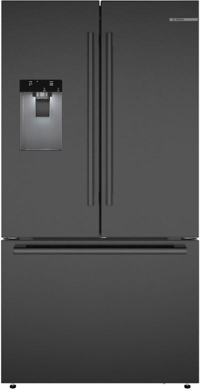 36" Bosch 500 Series French Door Bottom Mount Refrigerator in Black Stainless Steel - B36FD52SNB