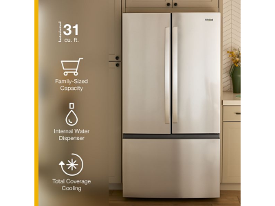36" Whirlpool 31 cu. ft. French Door Refrigerator with Interior Water Dispenser - WRFF3336SZ