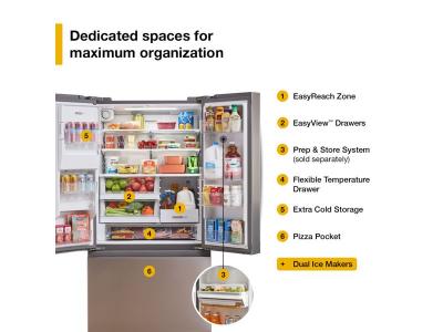 36" Whirlpool 23.4 Cu. Ft. True Counter Depth 3-Door French Door Refrigerator - WRFC5036RW