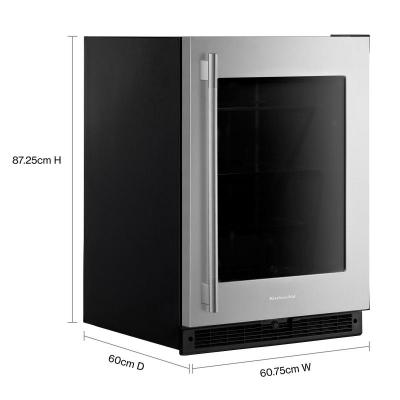 24" KitchenAid Undercounter Refrigerator with Glass Door - KURR324SSB
