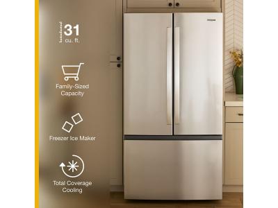 36" Whirlpool 31 Cu. Ft. French Door Refrigerator with Ice Maker - WRFF3136SB