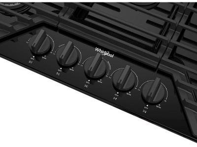 36" Whirlpool Gas Cooktop with EZ-2-Lift Hinged Cast-Iron Grates - WCGK5036PB