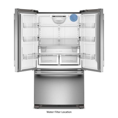 36" KitchenAid 25 Cu. Ft. Standard-Depth French Door Refrigerator - KRFF136SPS
