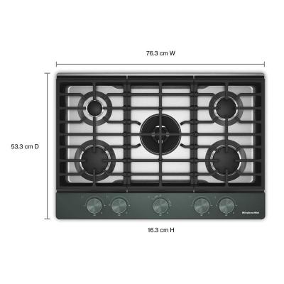 30" KitchenAid Gas-on-Metal Cooktop with an Integrated Wok Grate - KCGK730SJP