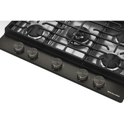 30" KitchenAid Gas-on-Metal Cooktop with an Integrated Wok Grate - KCGK730SBE
