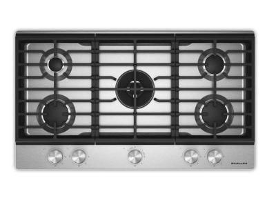 36" KitchenAid Gas-on-Metal Cooktop with an Integrated Wok Grate - KCGK736SSS
