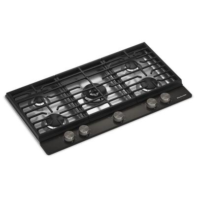 36" Kitchenaid Gas-on-Metal Cooktop with an Integrated Wok Grate - KCGK736SBE