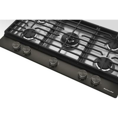 36" Kitchenaid Gas-on-Metal Cooktop with an Integrated Wok Grate - KCGK736SBE