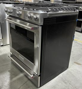 30" KitchenAid 7.1 Cu. Ft. 5 Burner Dual Fuel Convection Front Control Range With Baking Drawer - YKSDB900ESS