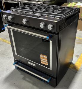 30" KitchenAid 5.8 Cu. Ft. 5 Burner Gas Convection Front Control Range - KSGG700EBS