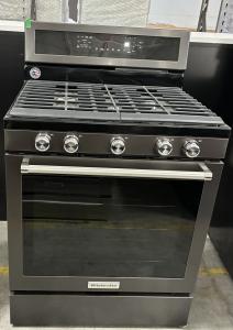 30" KitchenAid 5.8 Cu. Ft. 5 Burner Gas Convection Range - KFGG500EBS