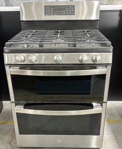 30" GE Profile Free-Standing Gas Double Oven Range in Fingerprint Resistant Stainless Steel - PCGB965YPFS